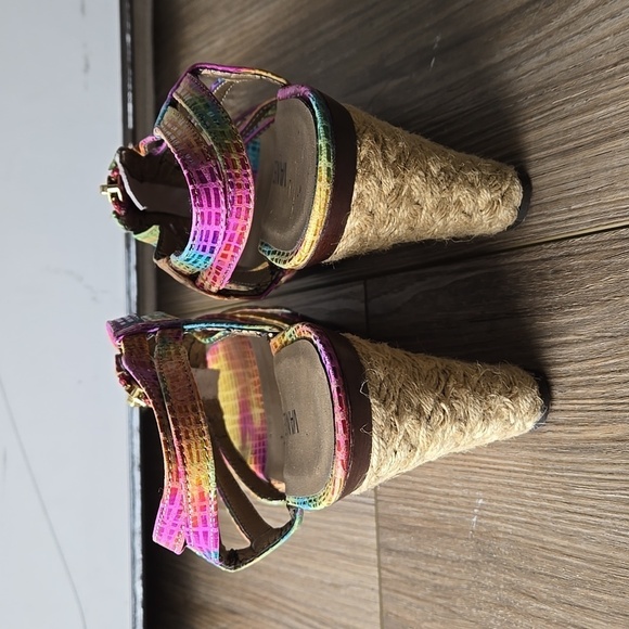 NWOT Vaneli Rainbow Animal Print Espadrilles Wedges - Picture 4 of 9